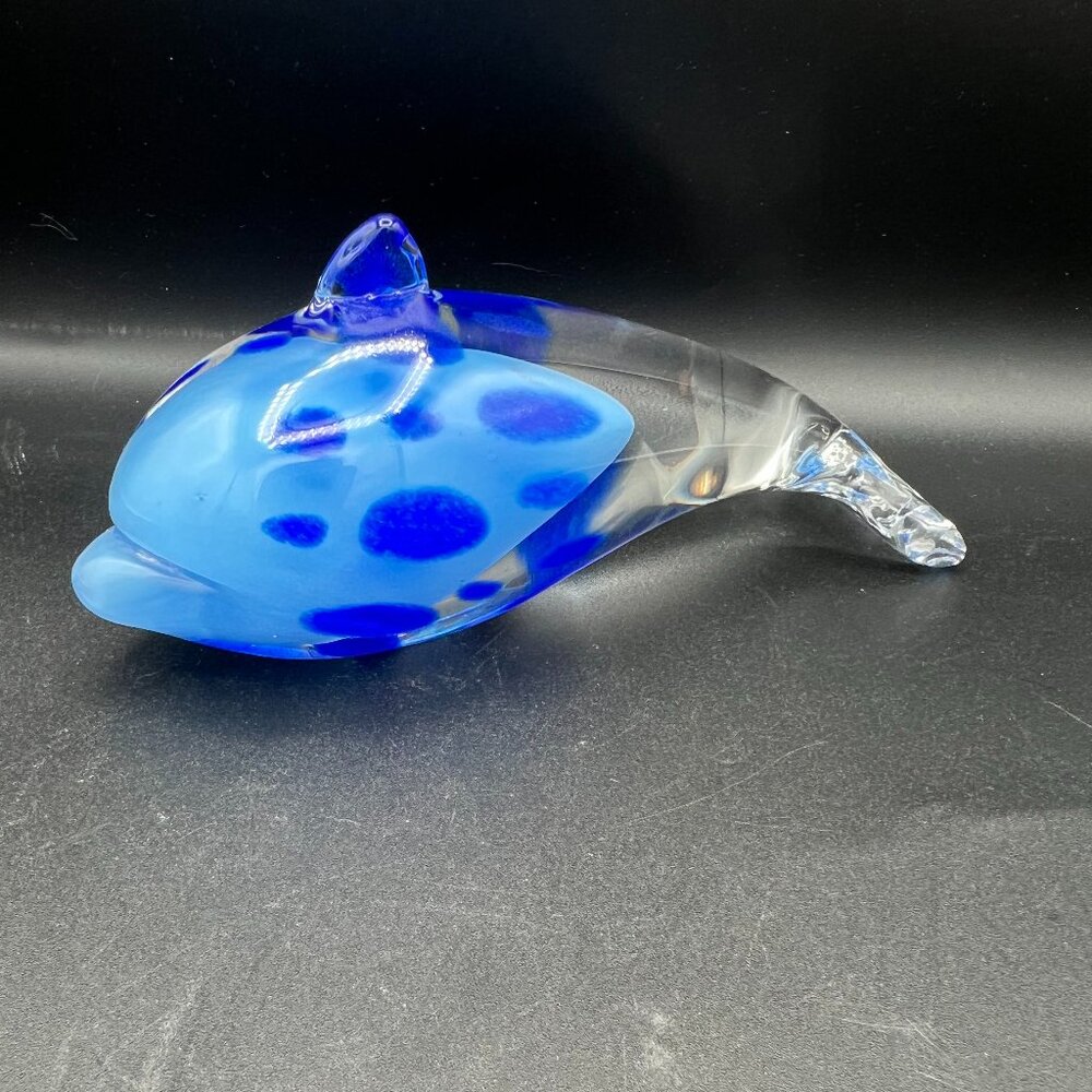 Vintage 1990s Collectible Caithness Glass Paperweight Splish the Large Dolphin